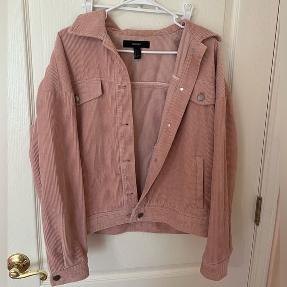 Forever 21 Cropped Corduroy Jacket - Dusty Pink - Size S - Picture 2 of 3